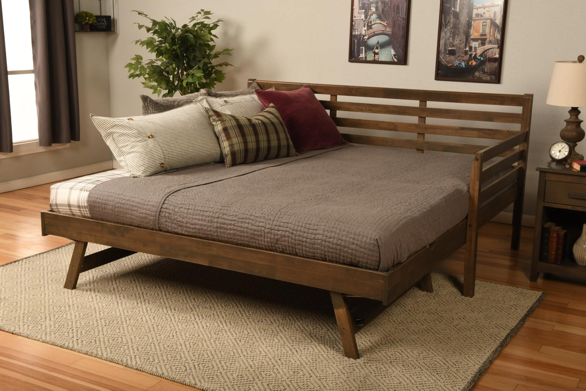 Rustic Brown Solid Wood Daybed, Cama de Madera
