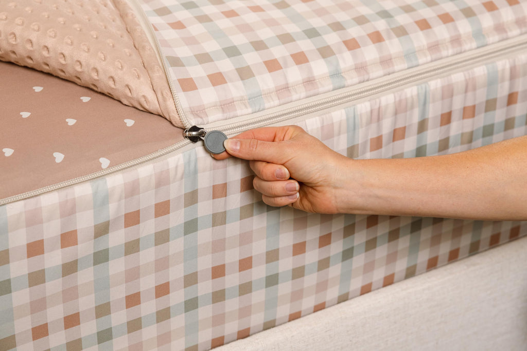 Terracotta Plaid Bed in a Bag Zipper Bedding - Minky Lined