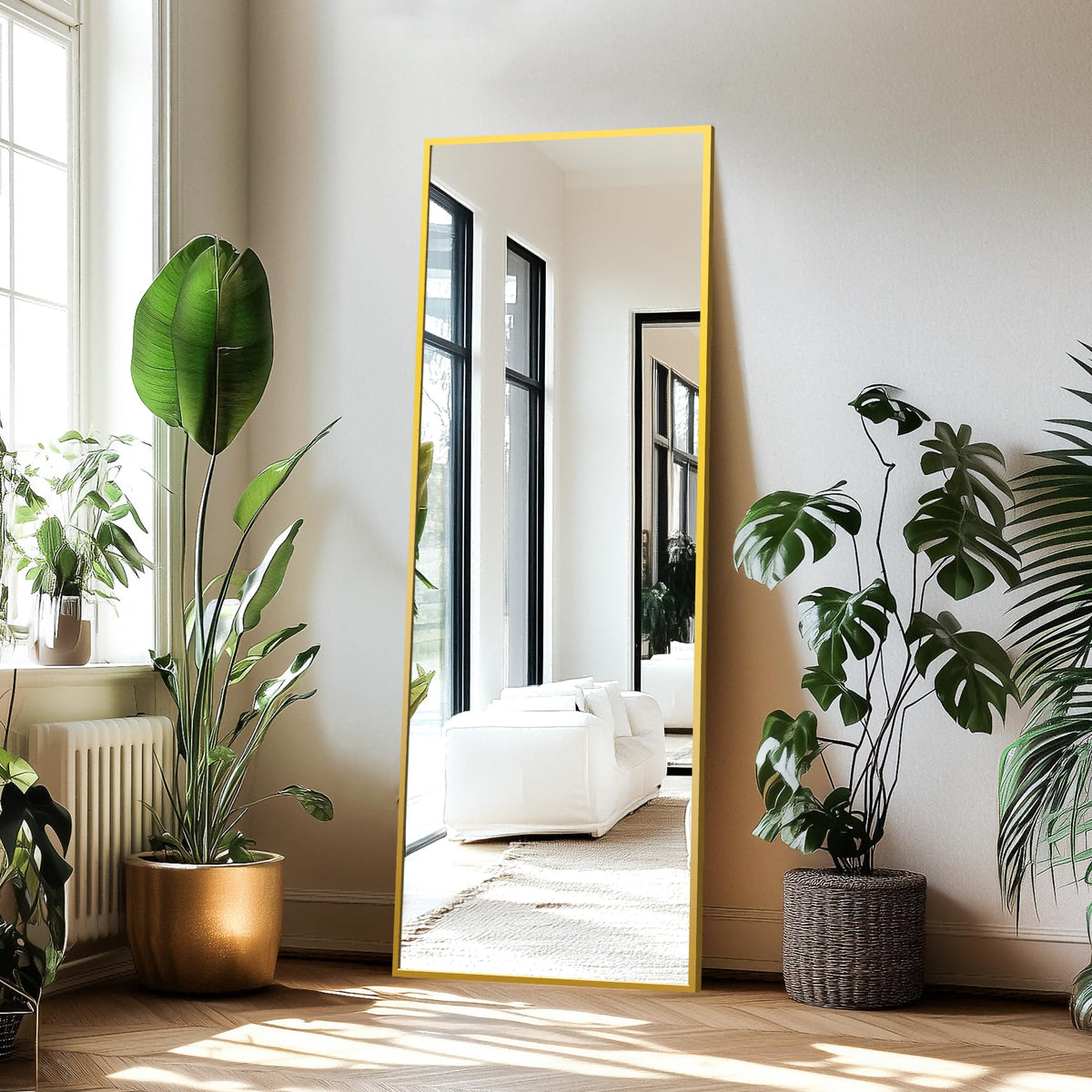 Full Length Mirror with Stand, 69x24 Gold Floor Mirror