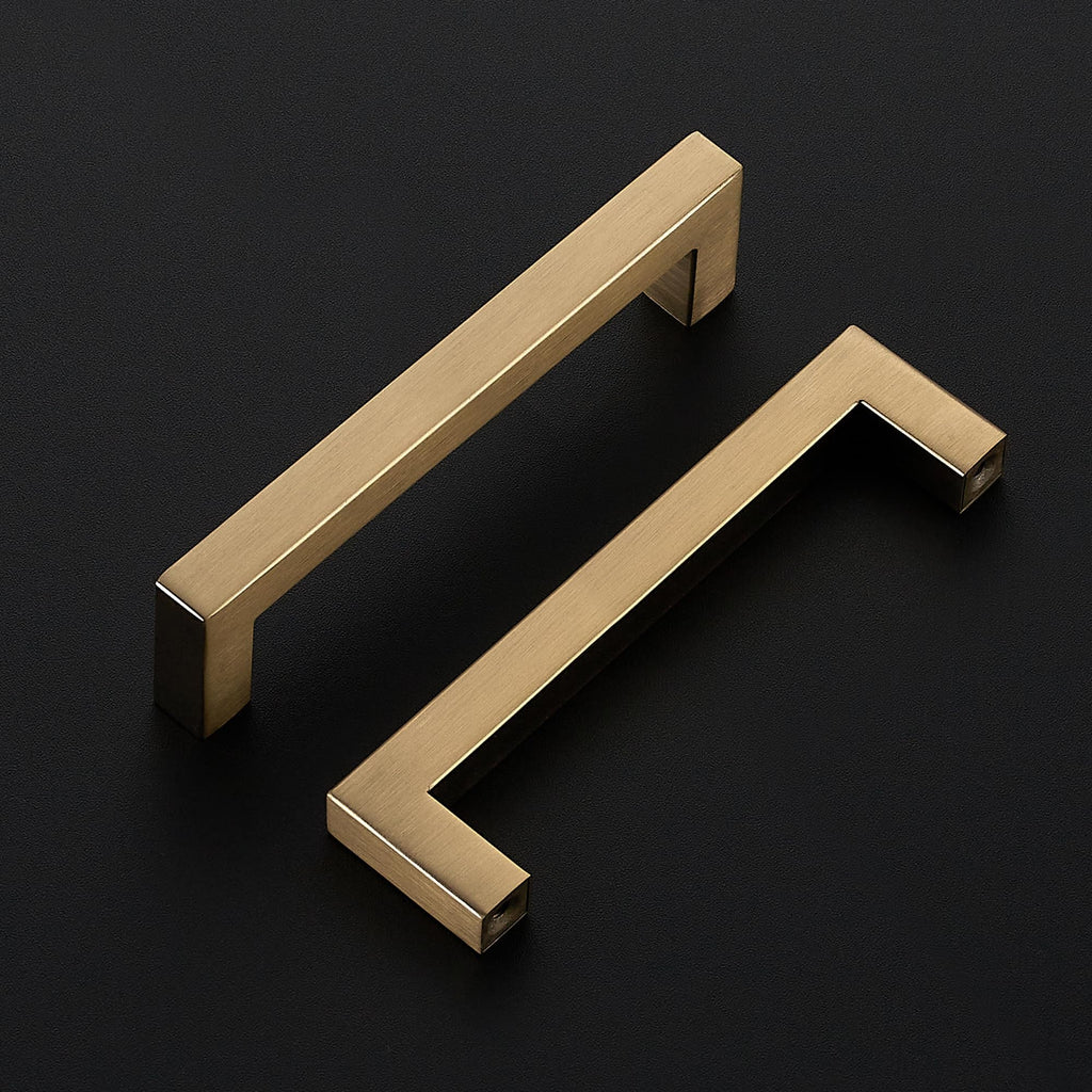 Champagne Bronze Square Pulls Cabinet Handles,4-1/2 Inch,10 Pack