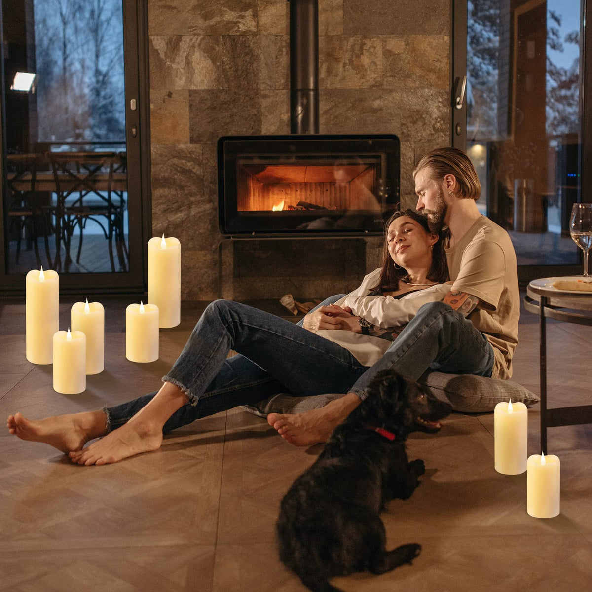 Flickering Flameless Candles with 3D Moving Flame, Last 1000+ Hours Battery Operated Candles with Timer, Ivory Real