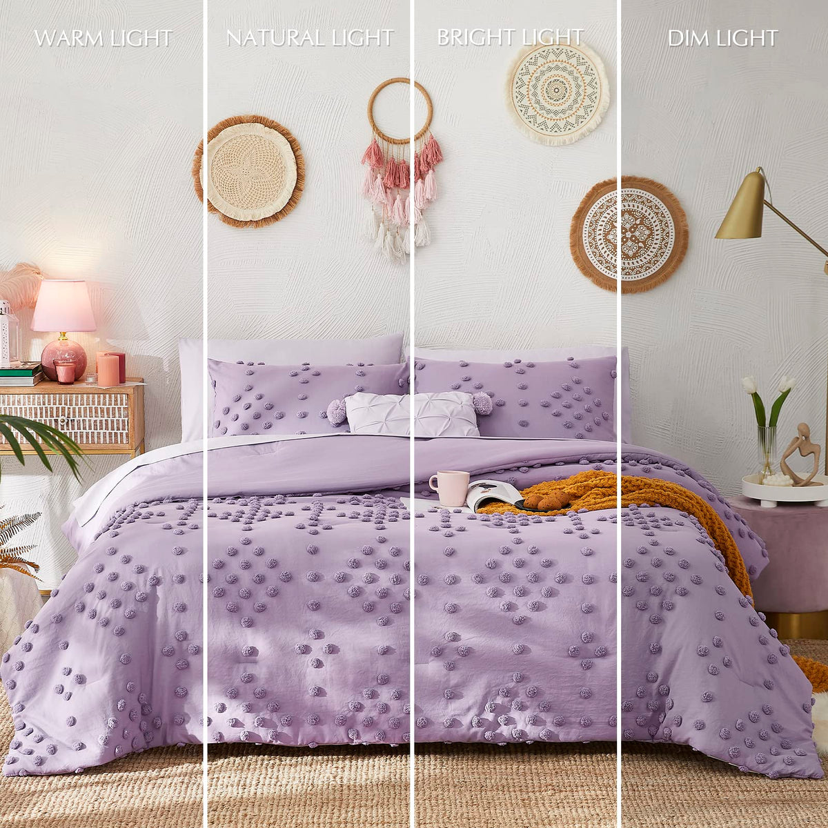 Comforter Set - 7 Pieces Pom Tufted Bed in a Bag Bedding Set