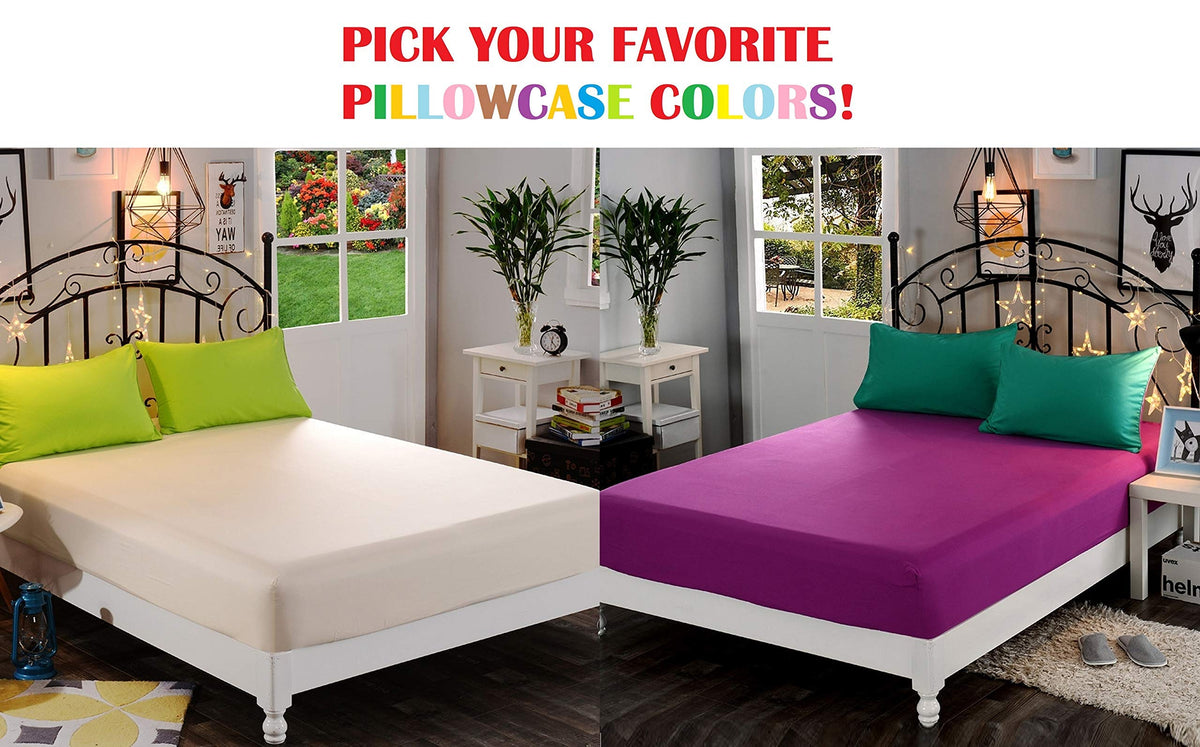 Sheet Set - 4 Piece - 100% Cotton Hotel Luxury Bed Sheets - Extra Soft - 18"-24" Deep Pocket Fitted Sheets