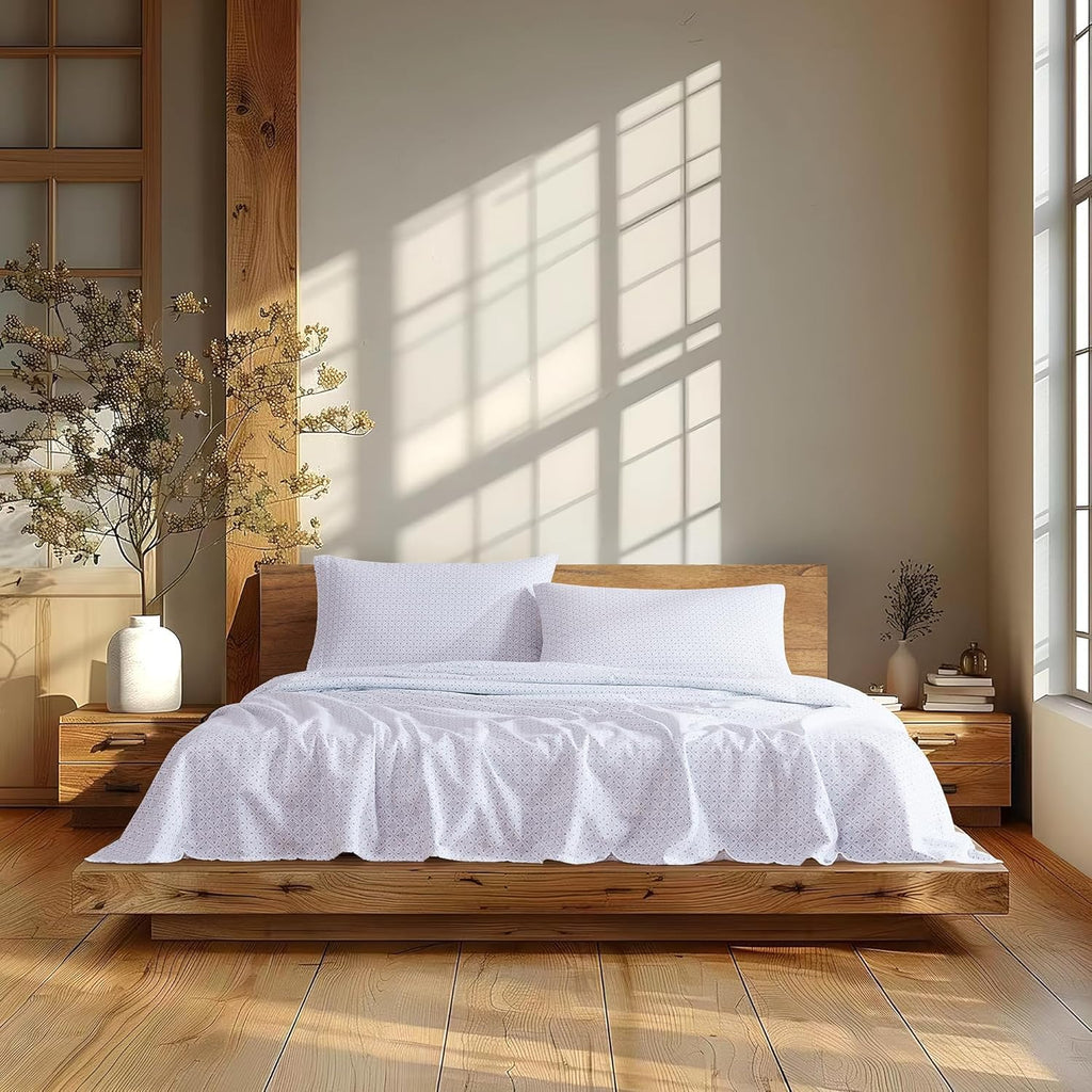 100% Cotton Flannel Sheet Set, Brushed Cotton for Extra Softness, Warm & Cozy 4-Piece Bedding Set, Up to