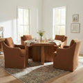 Upholstered Set of 4, Dining Room Chairs with Casters