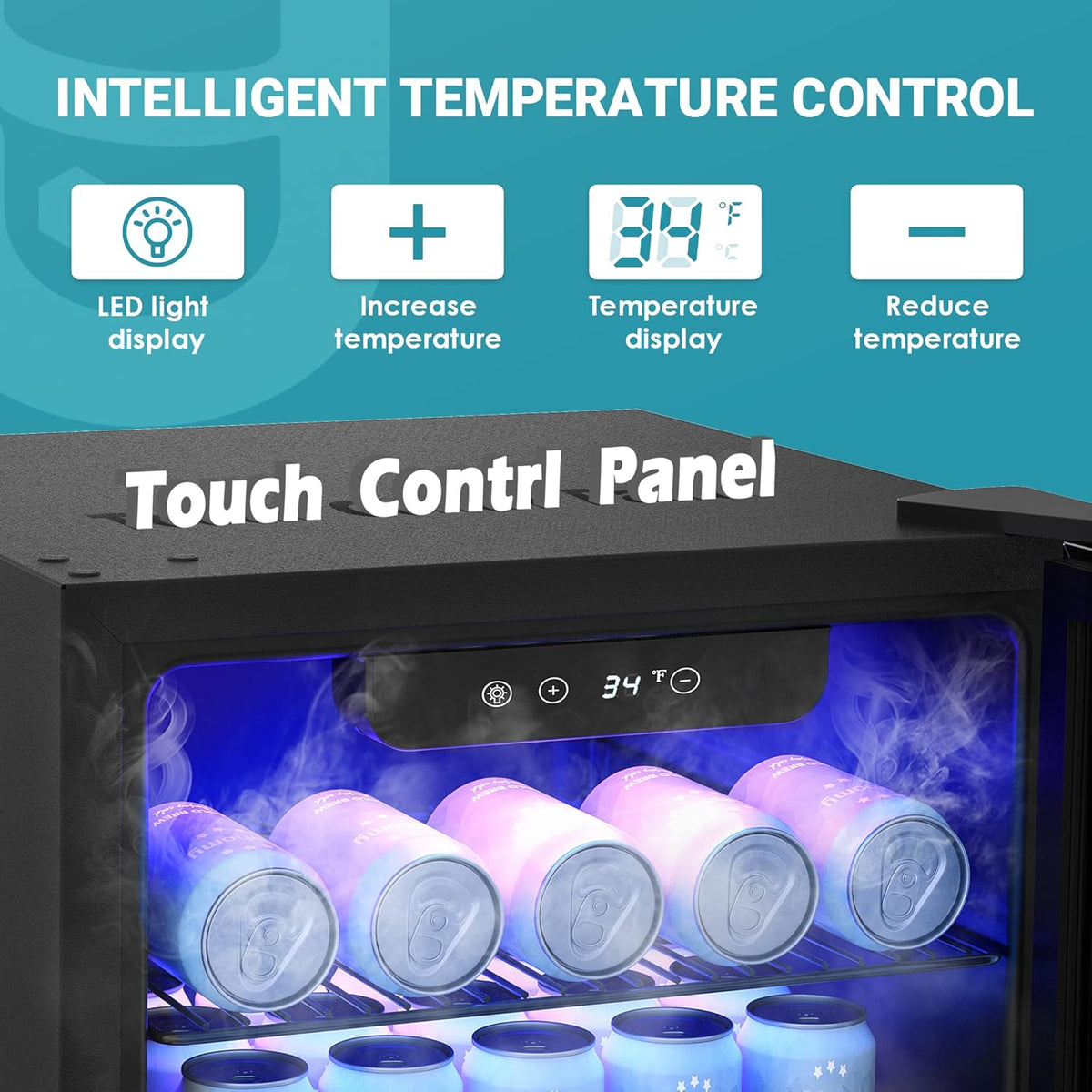 Beverage Refrigerator Cooler, 125 Can Mini Fridge with Glass Door for Soda Beer or Wine, Beverage Cooler for Home