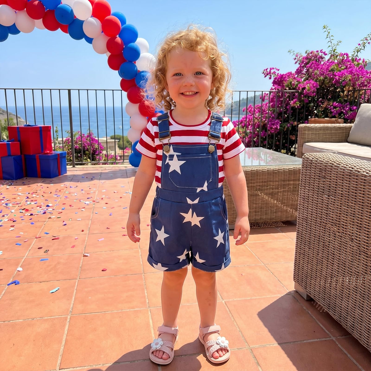 Toddler Baby Girls Summer Outfits T-Shirt Overalls Shorts Set