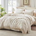 Comforter Set, 7 Pieces Beige Bedding - Set of 7