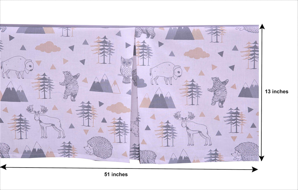 Woodlands Grey/Beige Neutral Cotton Crib/Toddler Neutral Cotton Crib Skirt Dust Ruffle, Beige/Grey