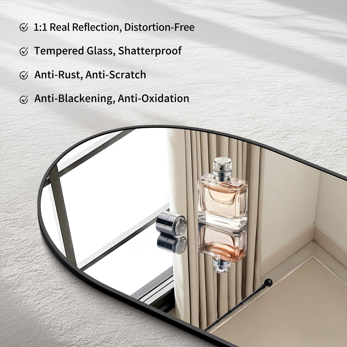 Arched Wall Mirror, 36"x48" Black Arched Mirror