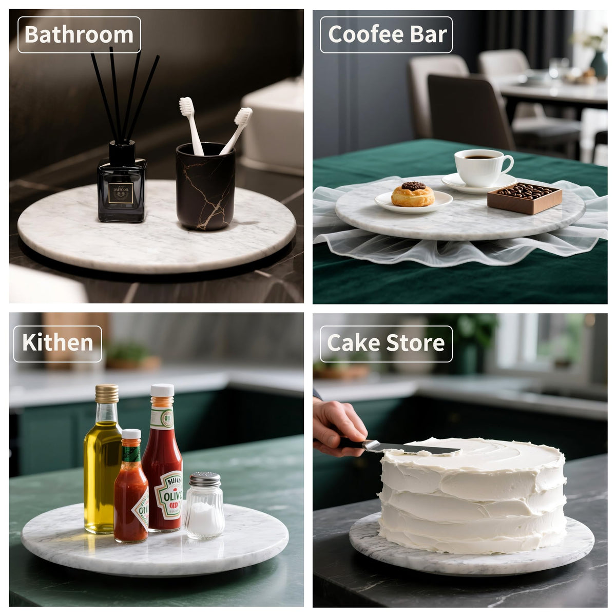 Marble Lazy Susan, 10" Lazy Susan Board with Silent Rotating