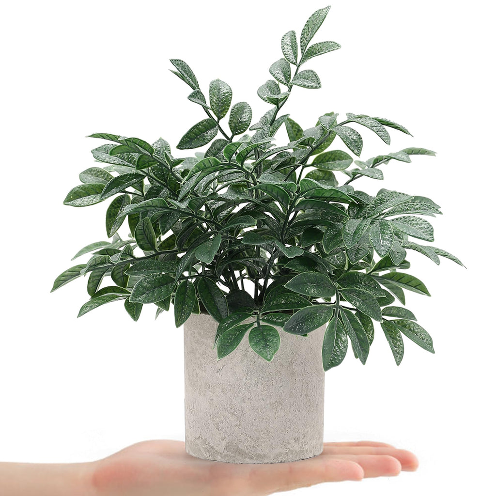 2 Pack Small Fake Plants Herb Potted, Gray Green