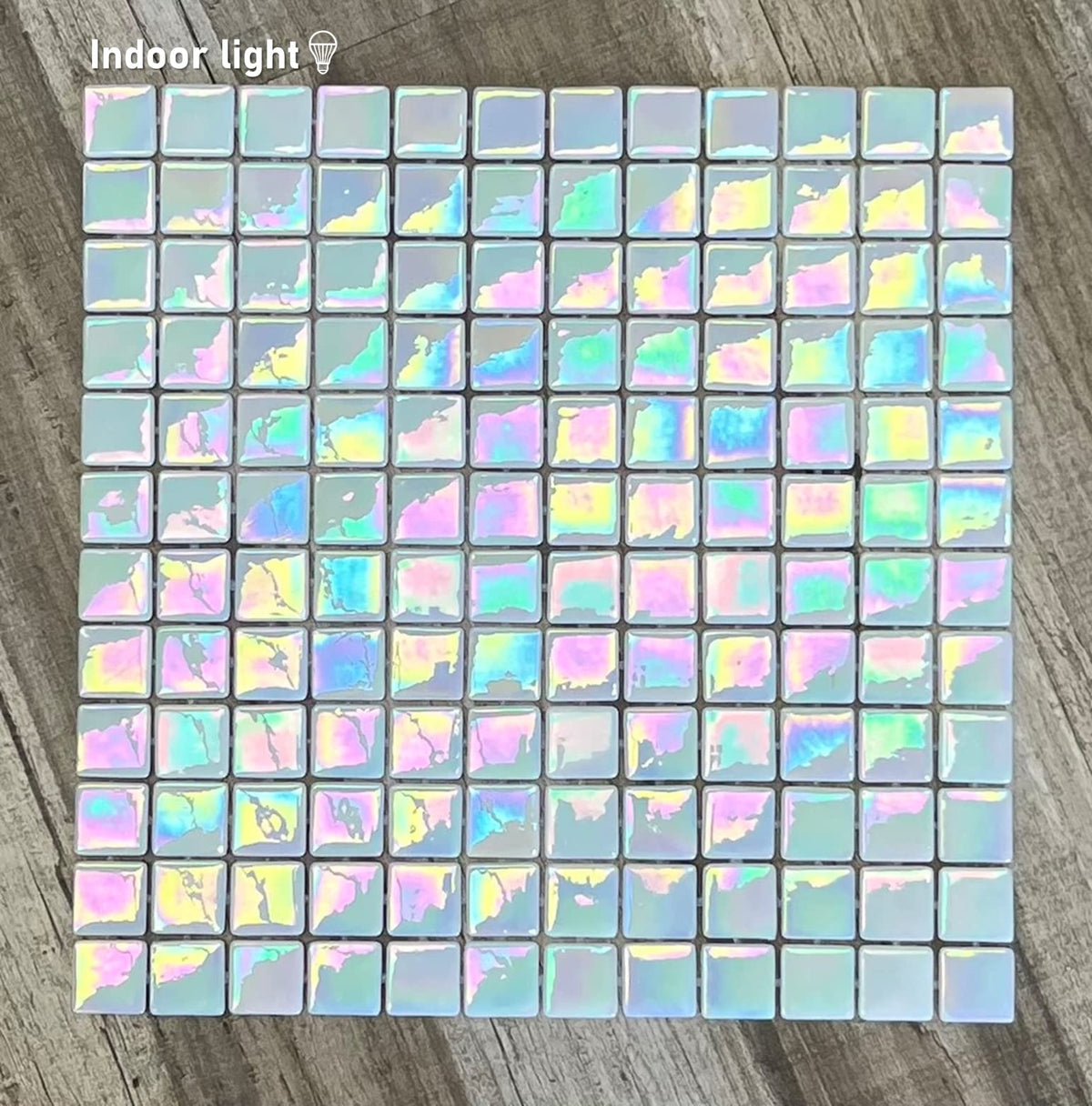 Square Iridescent Recycled Glass 1x1 Mosaic Floor Wall Pool Tile Backsplash , Swimming Pool Tile, Bathroom Shower