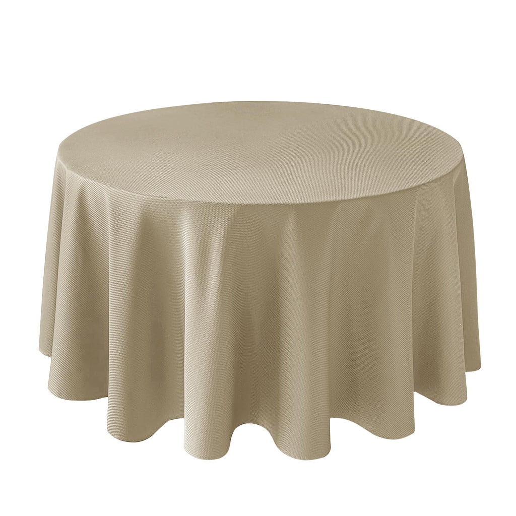 Textured Round Tablecloth-Fabric Water Resistant Table Cloths-Natural 90"