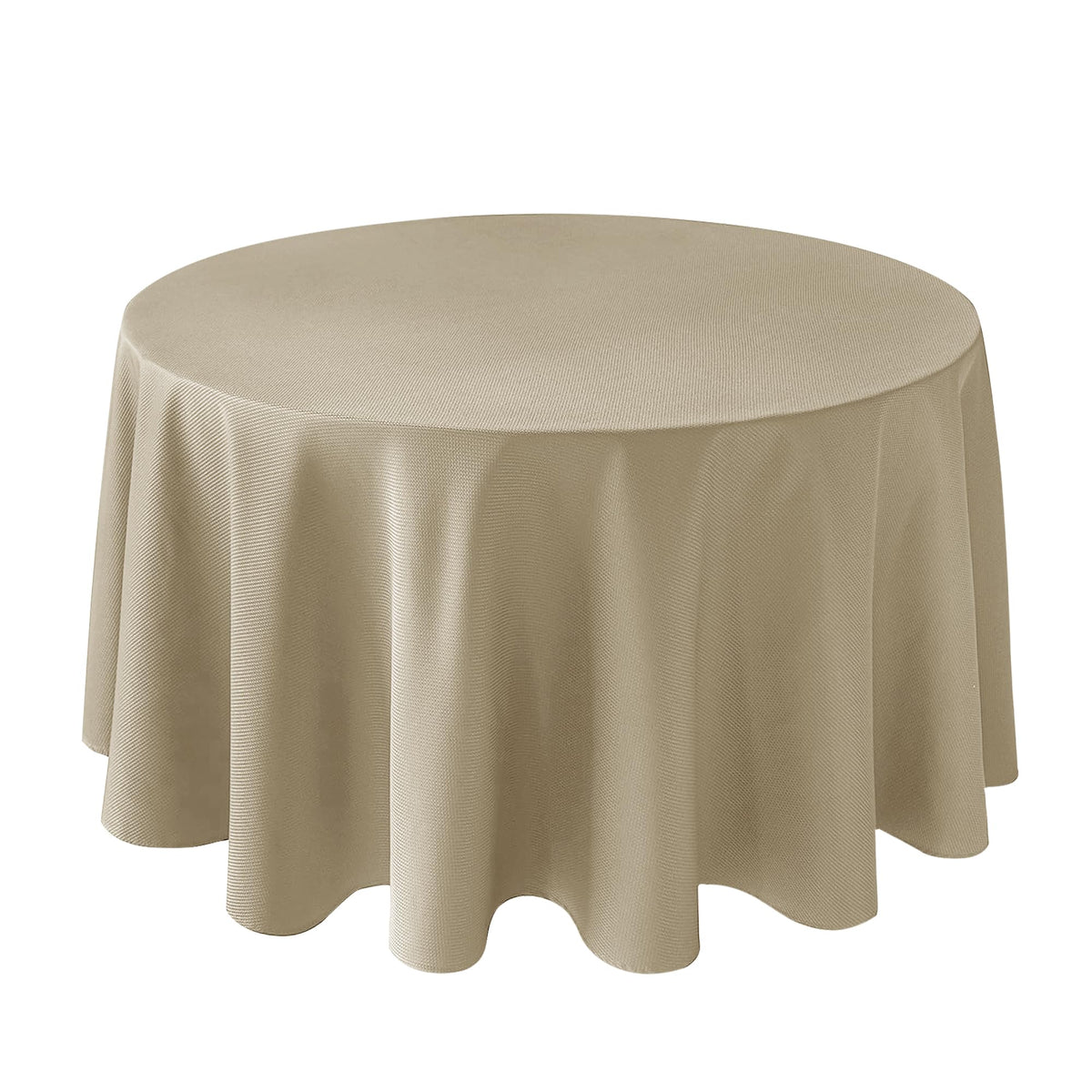 Textured Round Tablecloth-Fabric Water Resistant Table Cloths-Natural 90"