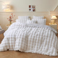 Luxury Faux Rabbit Fur Duvet Cover Set 3 PCS, White