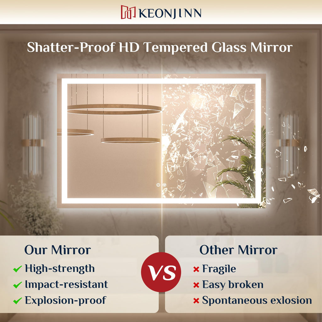 96x36 Inch LED Bathroom Mirror with Lights, Fast & Safe Defogging