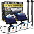 2 Pk Bionic Solar Flood Lights Outdoor Motion Sensor | 500 Lumens, Wireless, Waterproof Security Lights for Outside