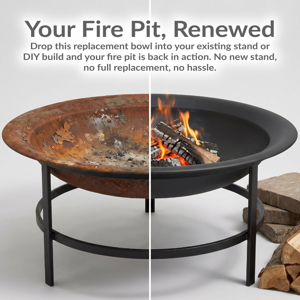 Pit Bowl with Spark Screen, 23.25" Outer / 21" Inner Dia