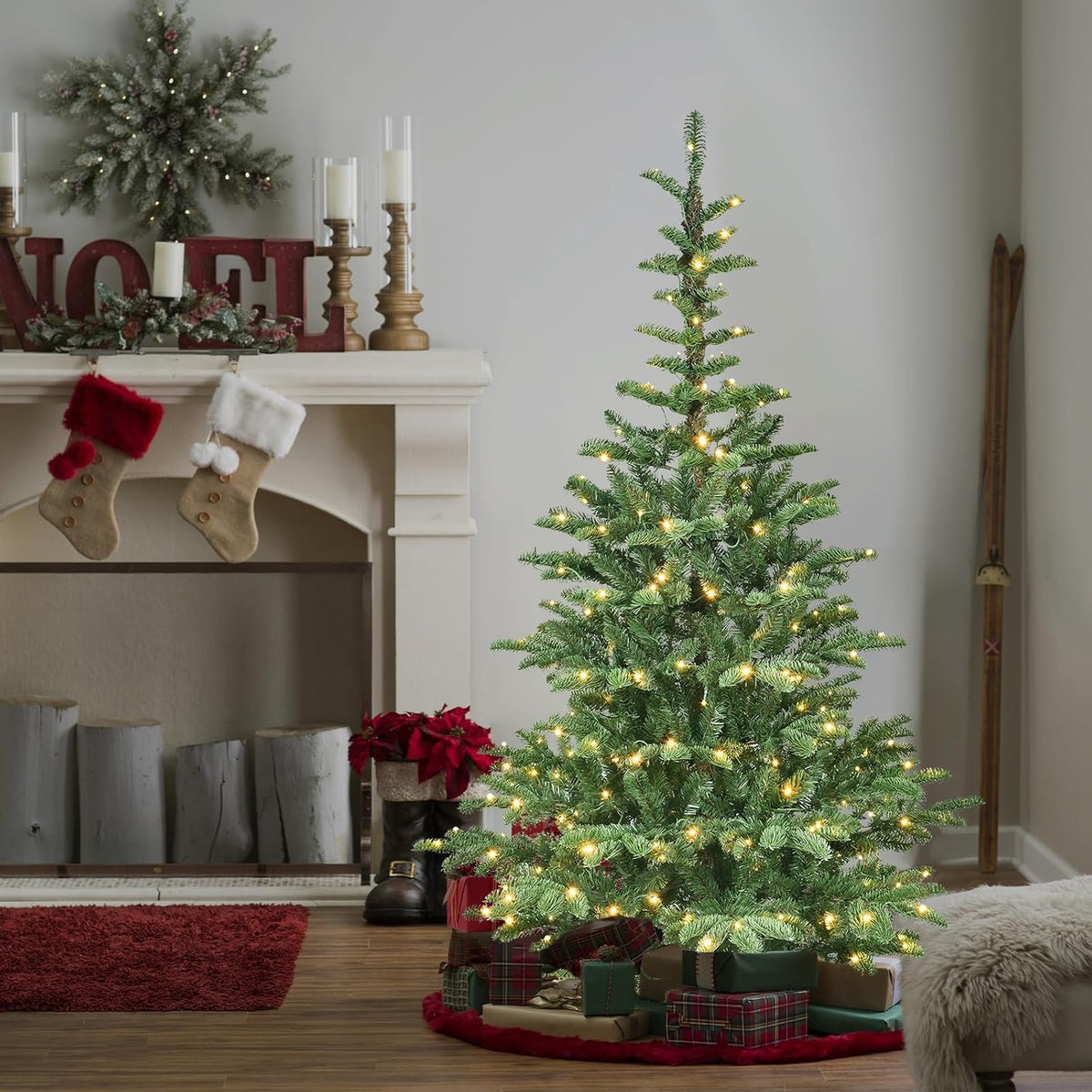 Pre-Lit Christmas Tree 500 Warm White LED Lights Green