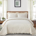 Quilt Bedding Set, Ruffled Reversible Bedding Set, Beige