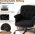 Comfy Home Office Desk Chair, Upholstered Fuzzy Vanity Chair with Wheels and Arms, Modern Adjustable Swivel Computer