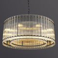 37" 8-Light Black Modern Crystal 2-Tier Round Chandelier
