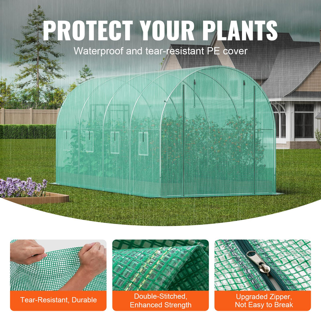 Walk In Tunnel Greenhouse 14.6 x 6.4 x 6.3 ft Galvanized Steel Frame