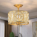 Three-Light Semi Flush Dining Room Chandelier with Crystal Accents