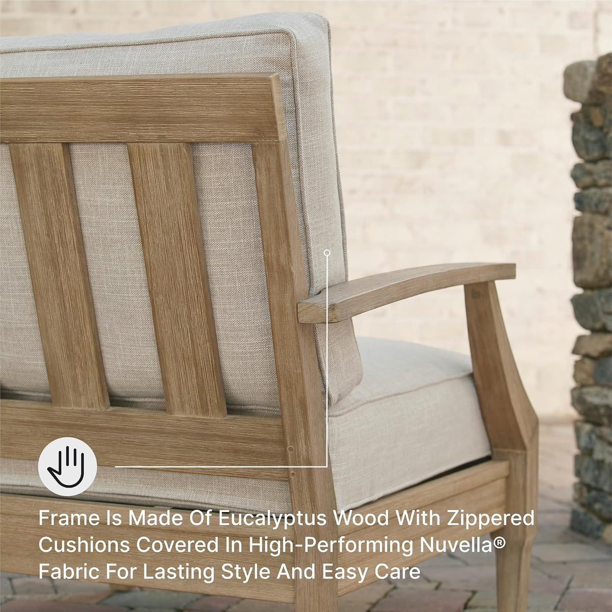 Outdoor Lounge Chair, All-weather Foam Cushion, Protective Finish, Eucalyptus