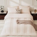Comforter Set 5Pcs Beige Vertical Striped Bed in a Bag