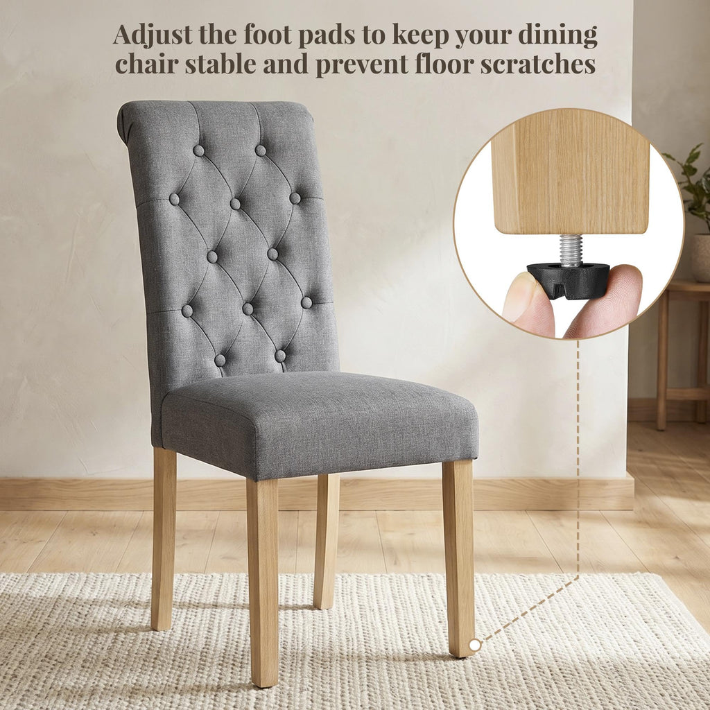 Set of 2 Modern Upholstered Parson Chairs Dark Gray