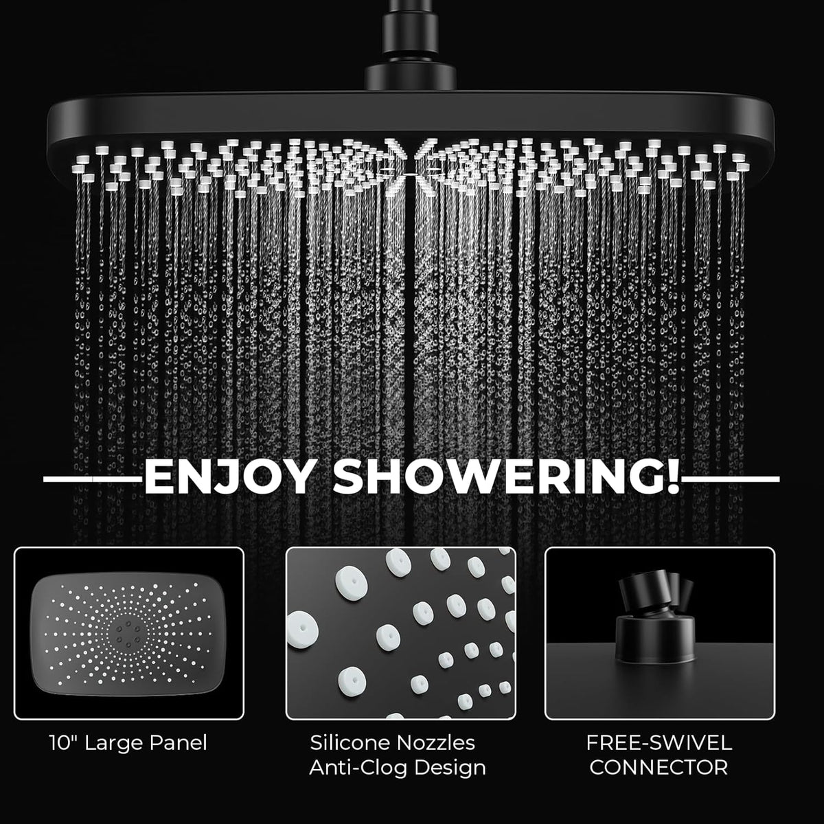 Wide Rain Shower Head With 5 Modes Handheld Showerheads