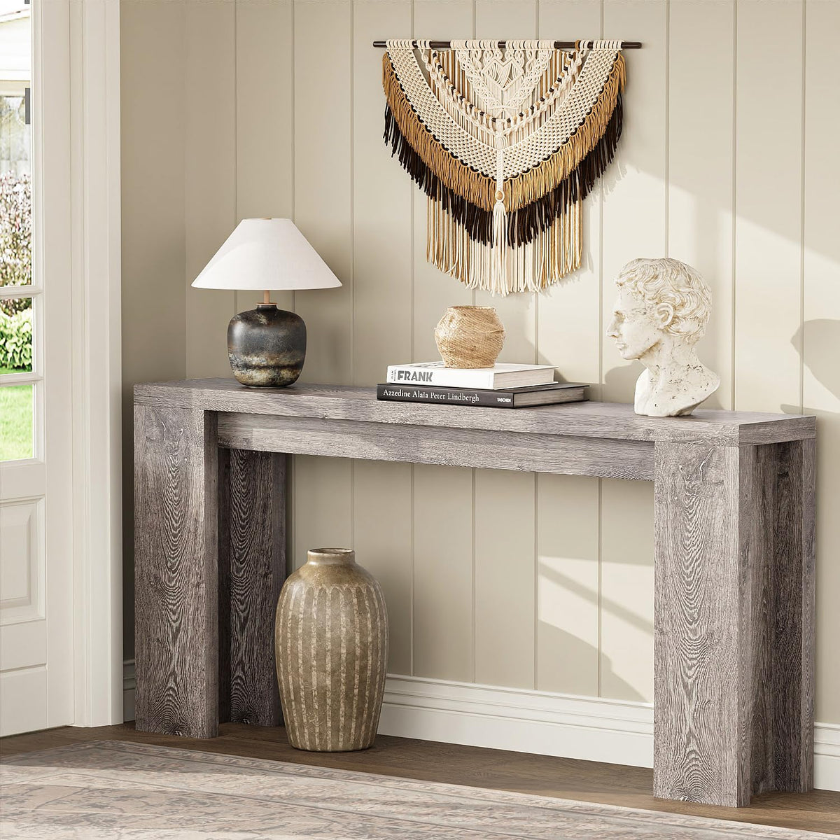 70.9" Extra Long Console Table, Farmhouse Entryway Table, Grey