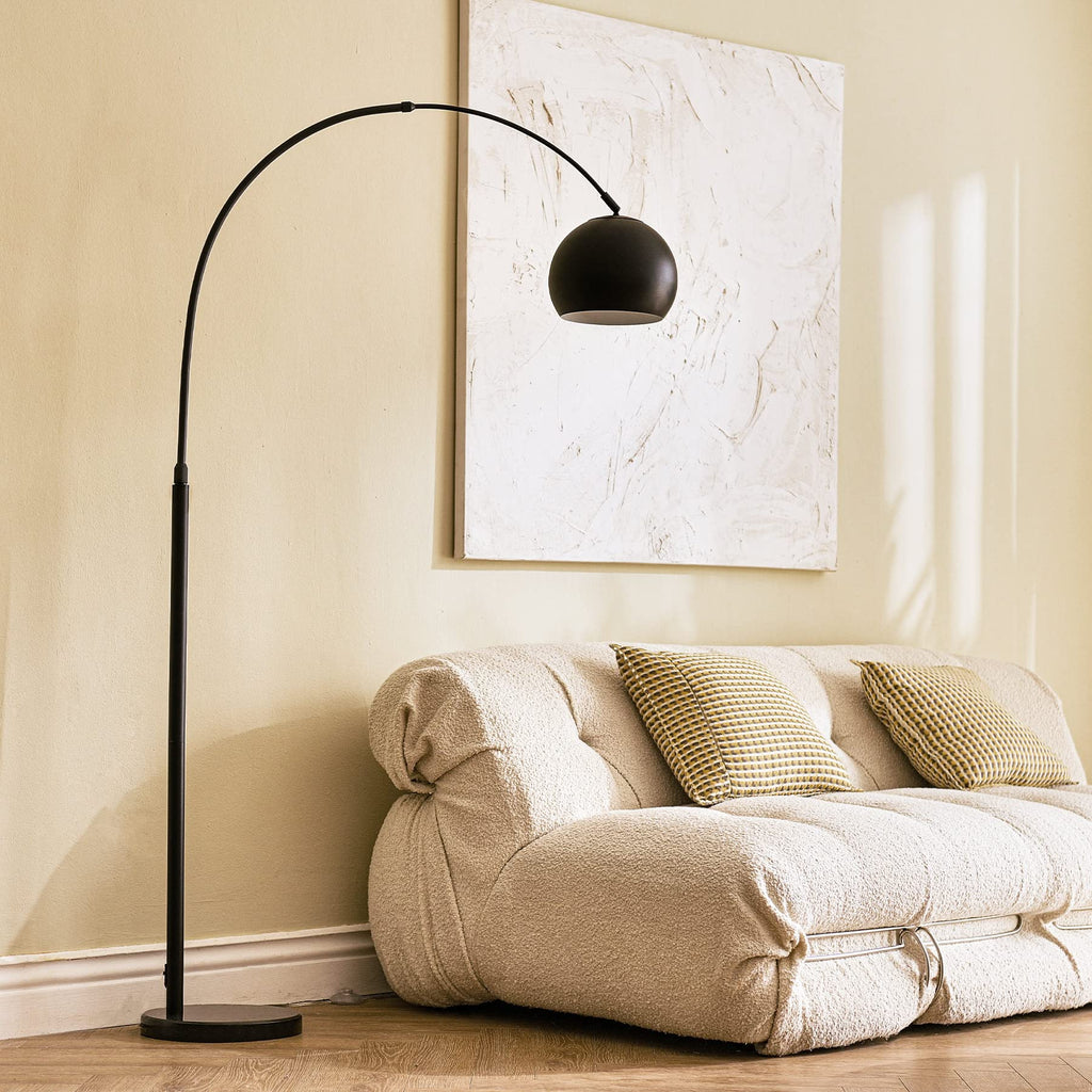 Modern Arc Floor Lamp 69", Arch Floor Lamps with LED Bulb, Inner White Metal Shade and Marble Base, Contemporary