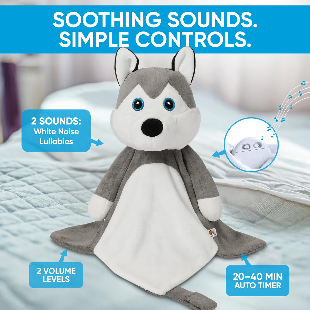 Baby Lovey Sound Machine - Lullaby & White Noise - Husky