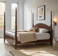 Brixton Solid Pine Wood Four-Poster Bed, Arched Headboard, Walnut