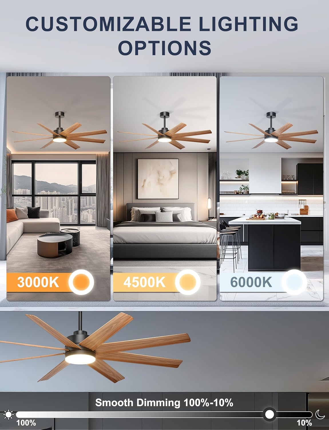 60" Ceiling Fan with Light & Remote