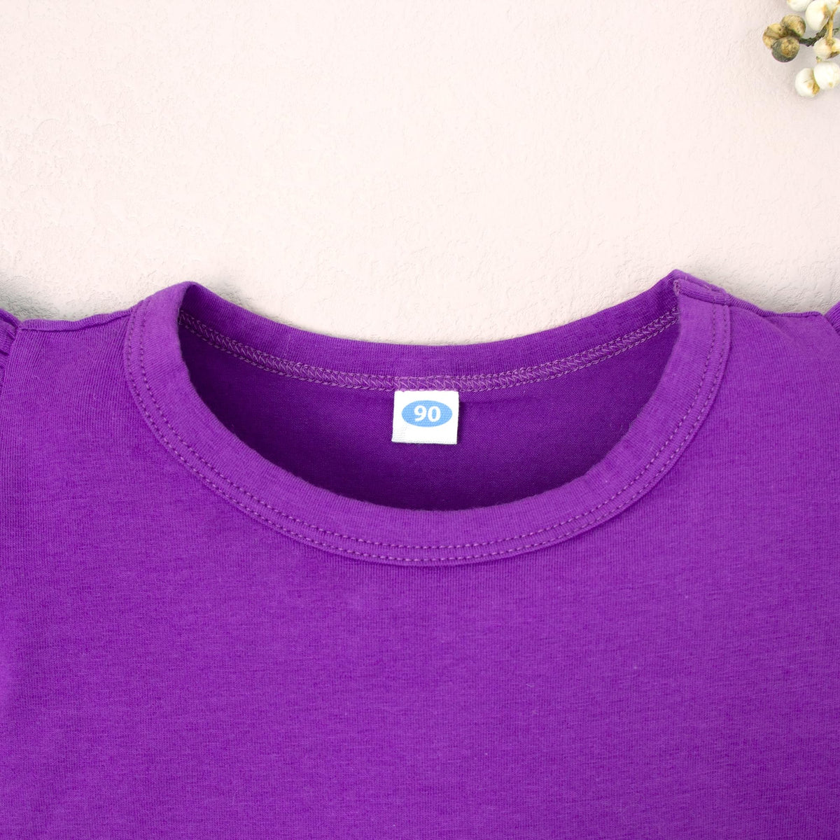 Toddler Baby Little Girls Solid Color Plain baisic Blouse Ruffle Short Sleeve T-Shirt Kids Cotton Top Undershirt