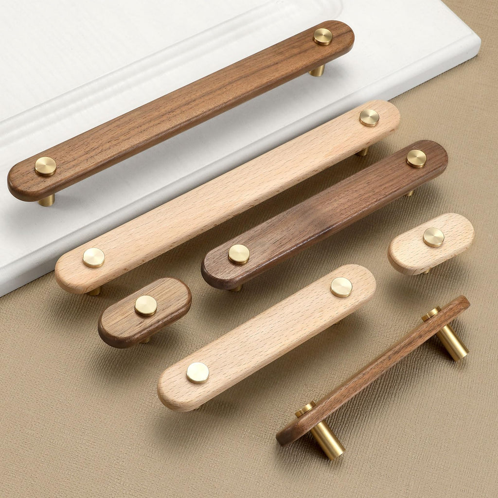 4 pcs 5.04 in Walnut Brass Cabinet Door Handles Cabinet Wine Cabinet Wardrobe Drawer Door pulls