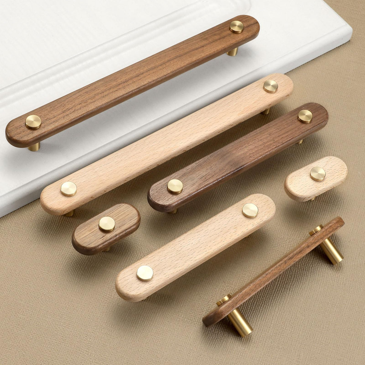4 pcs 5.04 in Walnut Brass Cabinet Door Handles Cabinet Wine Cabinet Wardrobe Drawer Door pulls