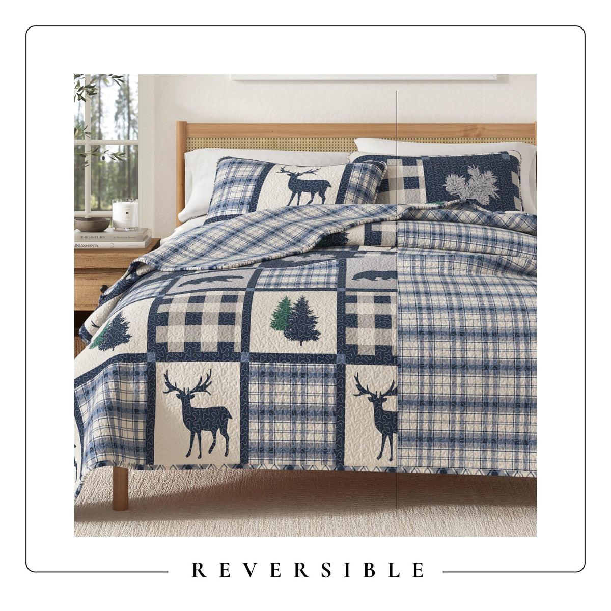 Lodge Quilt Set - 2-Piece Size Rustic Bedding Set - Lightweight, All-Season, Reversible Bedspread