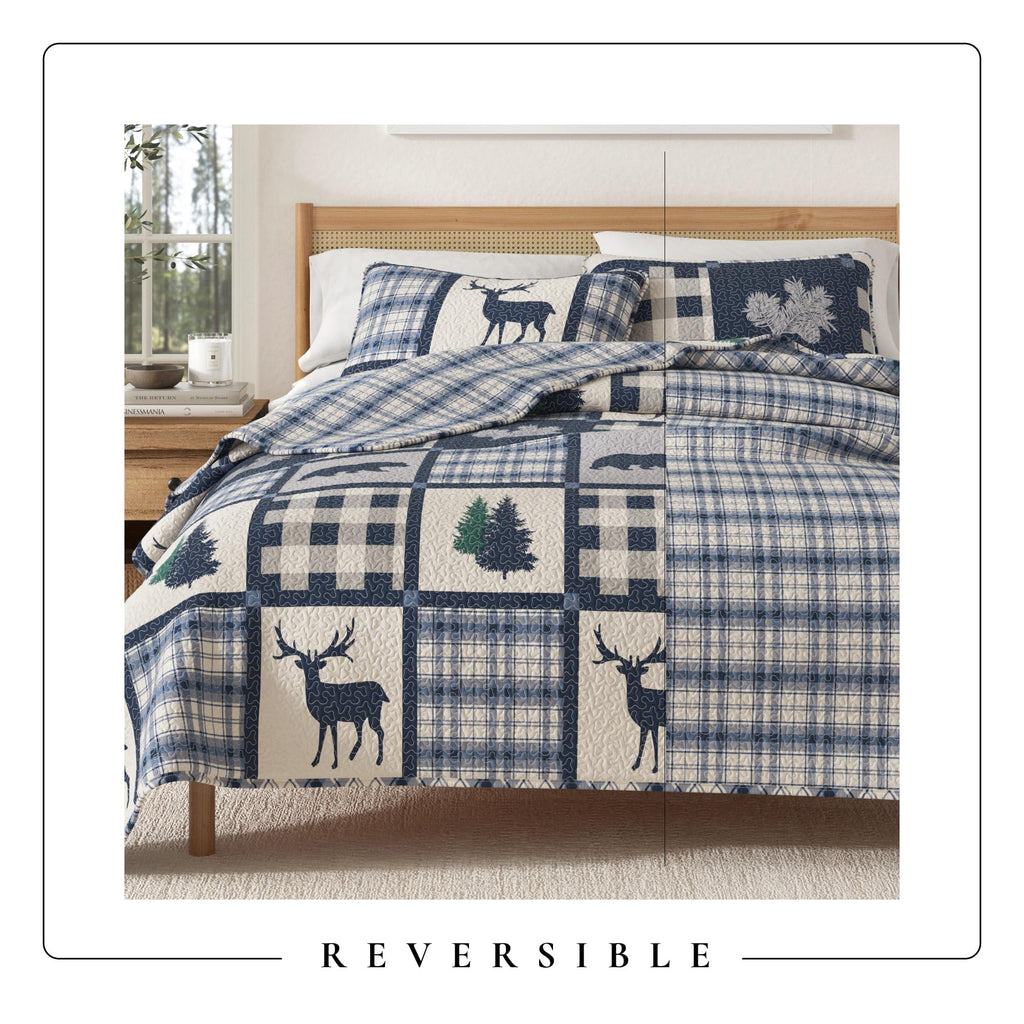 Lodge Quilt Set - 2-Piece Size Rustic Bedding Set - Lightweight