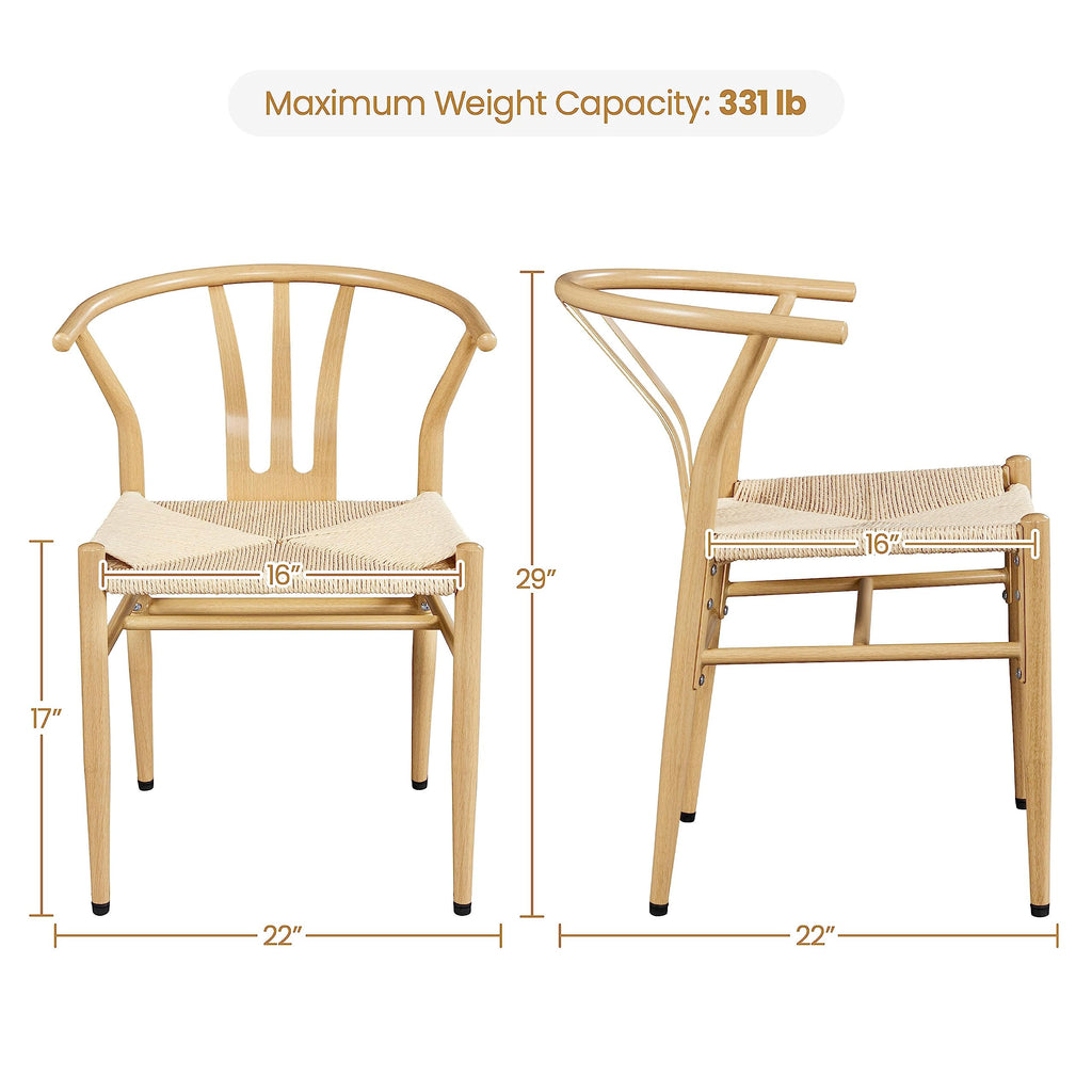 Dining Chairs Set of 6 Mid Century Modern Woven Chairs Wood Color