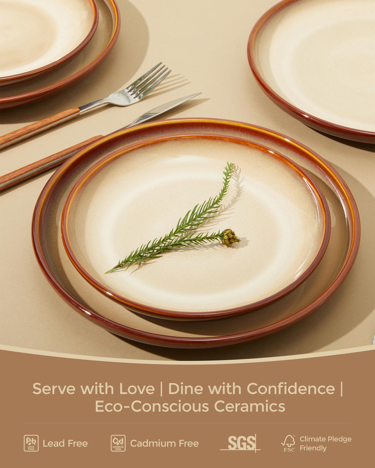 Ceramic Dinnerware Sets for 4, 12pcs Plates and Bowls Sets Dish Set
