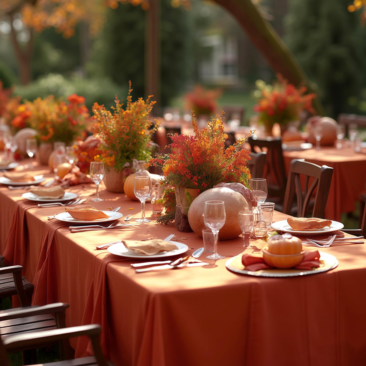 Thanksgiving Tablecloths Rectangular 54x108 Inch, 6 Pack Rust