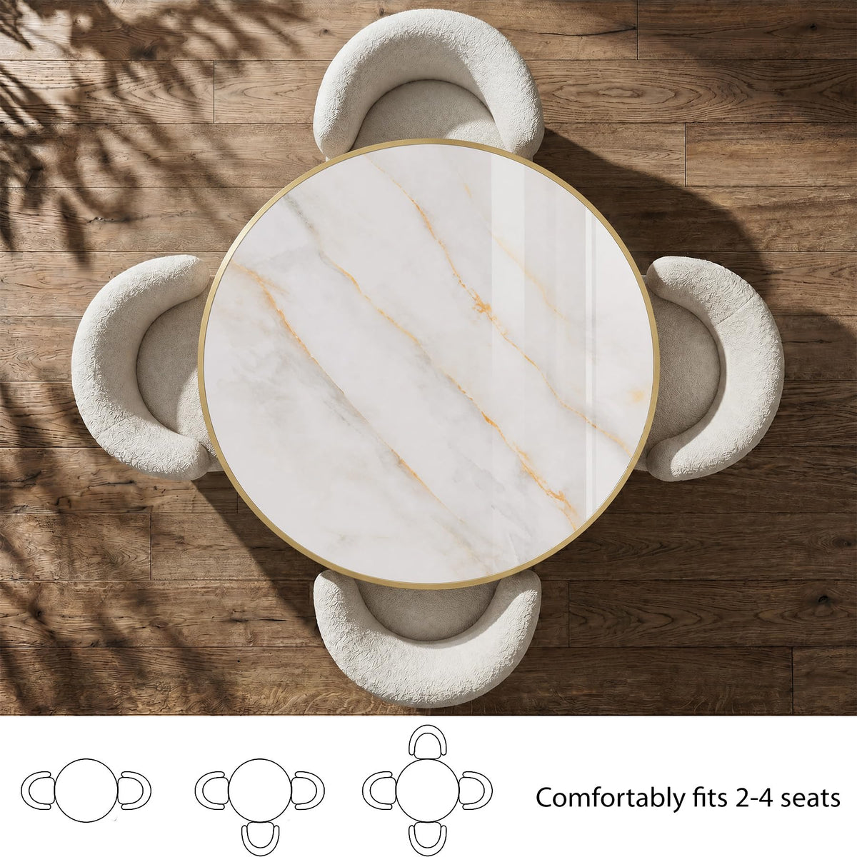 Inspired Saarinen Style 31.5" Tulip Table, Small Round Dining Table, Marble Bistro Table