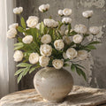 12 Pcs 27" Artificial Peony Silk Flower Stems for Vase Decor(Cream)