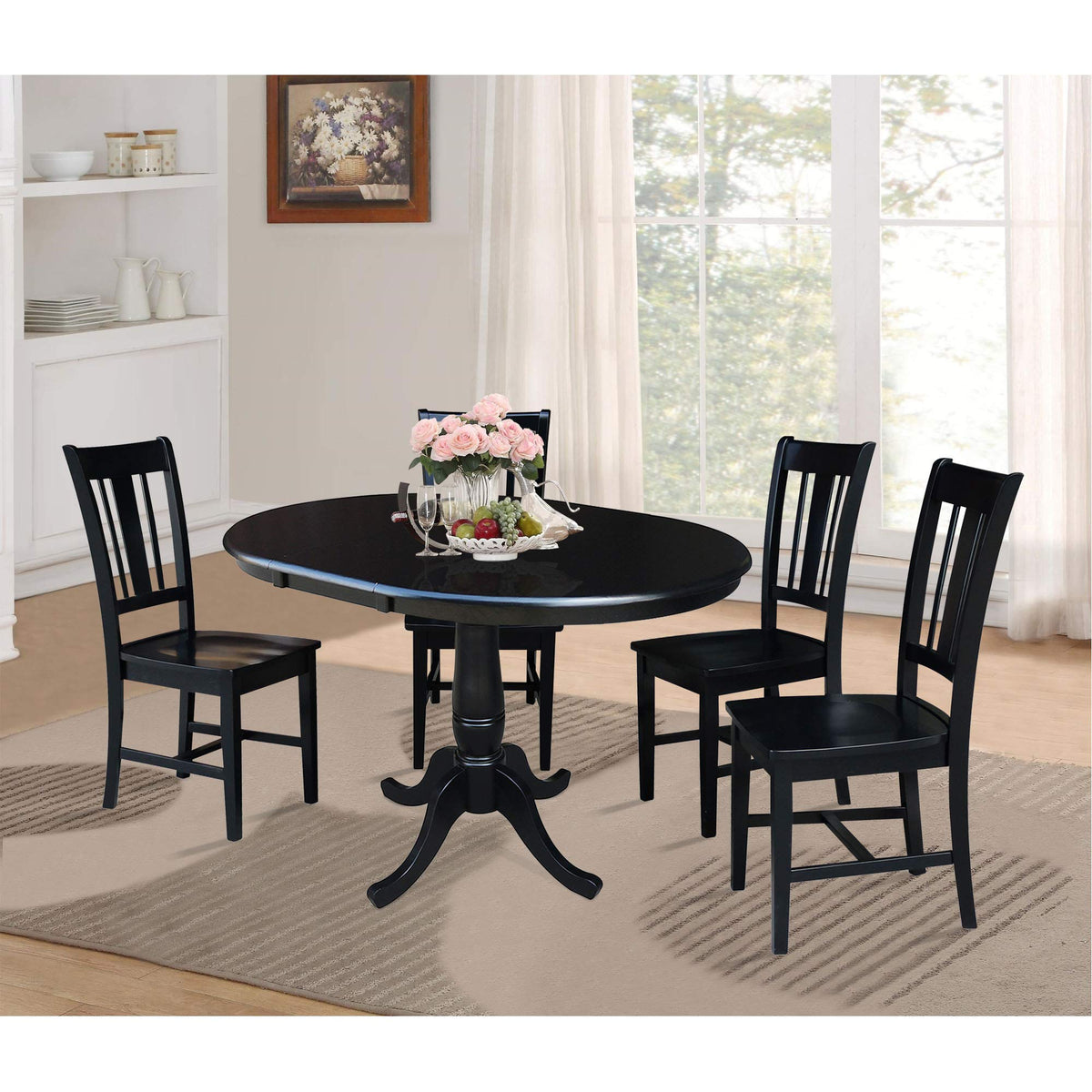 36" Round Extension Dining Table with 2 San Remo Chairs