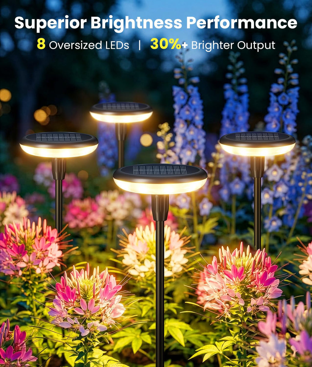 Solar Pathway Lights Outdoor, 8 Pack Bright Solar Garden Lights